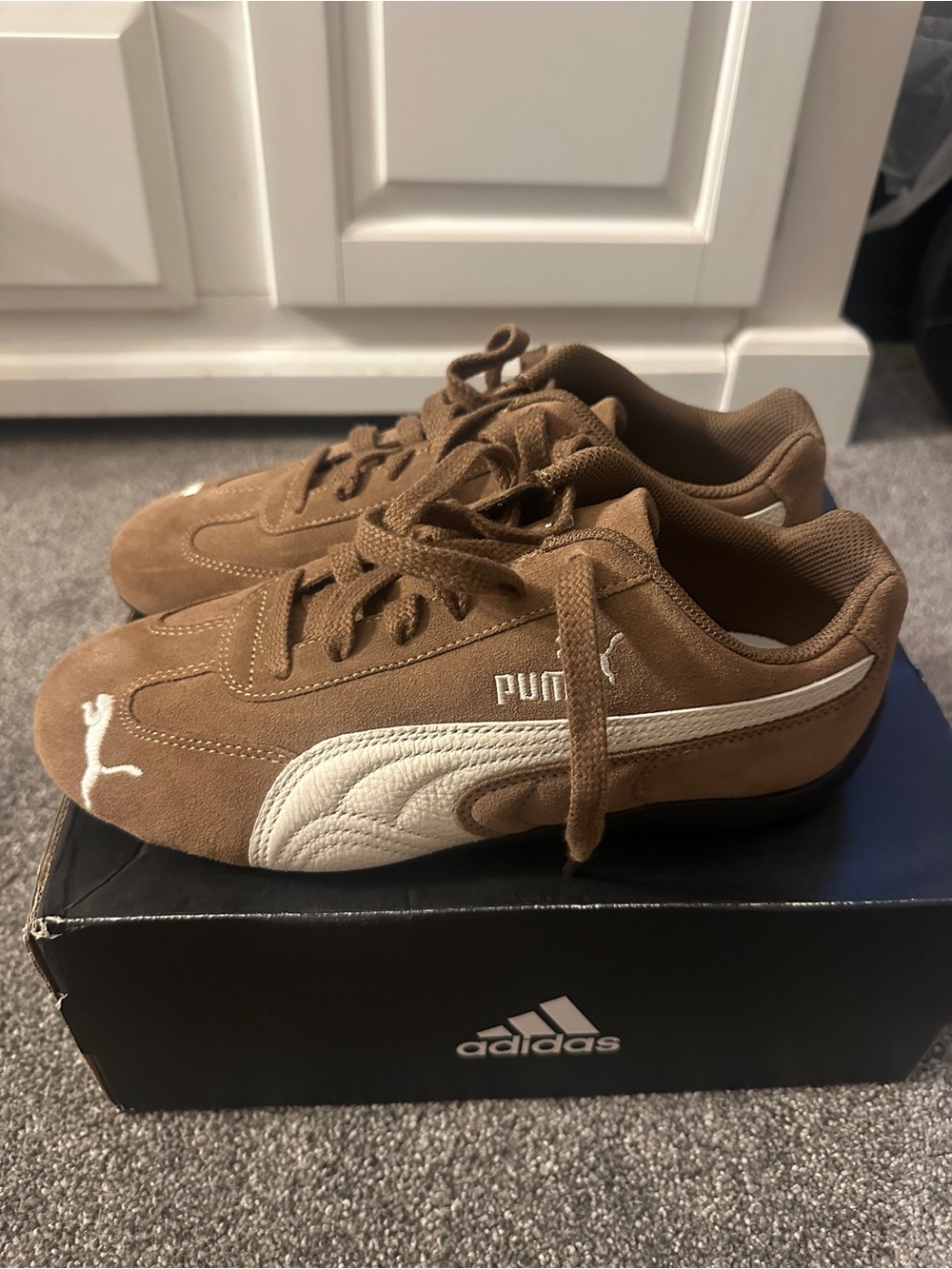 Puma Women’s Brown Suede Sneakers with White Formstrip